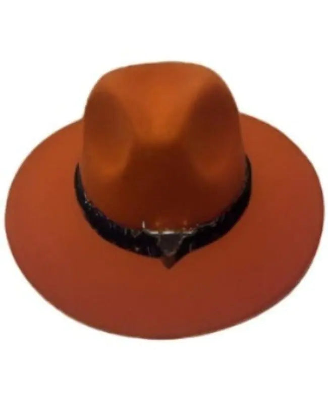 Wool Fedora Hat With Punk Ribbon