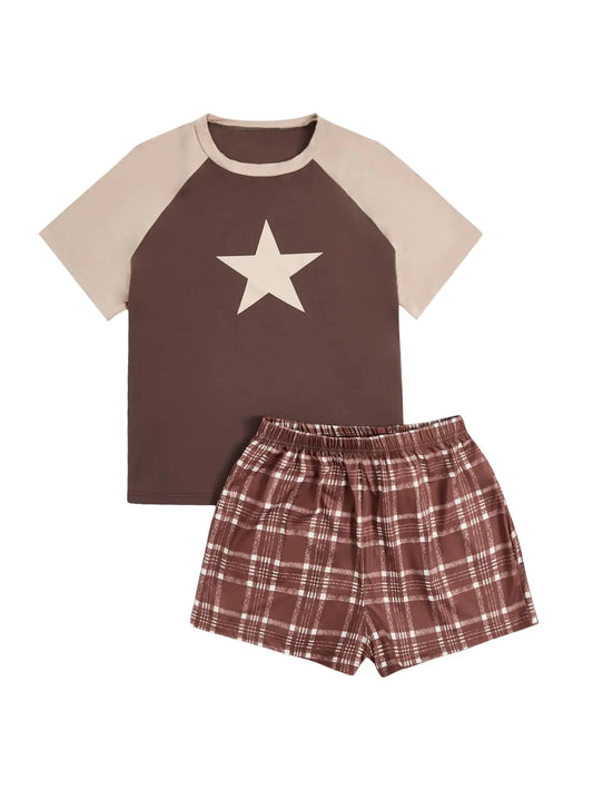 Two Piece Pajama Set- Plaid