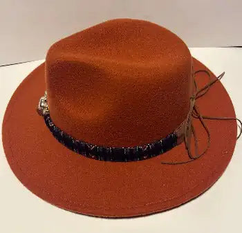 Wool Fedora Hat With Punk Ribbon